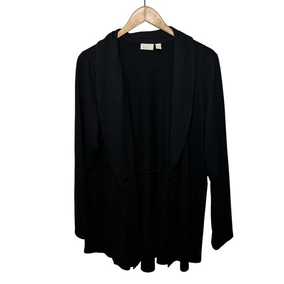 LOGO Lounge Jacket Black One Button Comfy Knit Slinky Soft A380821 Office 1X - Picture 2 of 7
